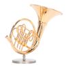 Brass Miniature French Horn Mini French Horn Model Musical Instrument Replica Dollhouse Home