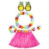Hawaiian Tropical Party Combo 30CM Grass Skirt 4 Leis 6 Pineapple Glasses Decor