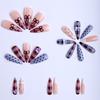 Long Wearable Press-On Nails With Blue Polka Dot Ballet Design Floral Women
