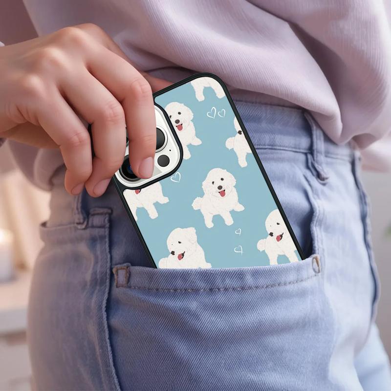 Cute Cartoon Bichon Frise Phone Case For iPhone 17 Air 15 16e 14 13 Pro Max Coque 12 11 Pro Max PLUS cover