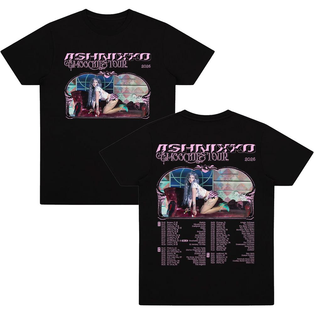 Ashnikko Smoochies Tour 2026 Футболка Модная Графическая Футболка Мужская Женская Харадзюку Уличная Одежда Футболка Эстетичная Хлопковая Удобная Одежда XS