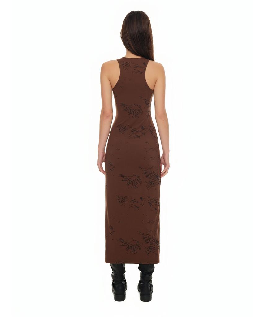 Too Much Tax Zebra Jersey Maxi Dress Brown