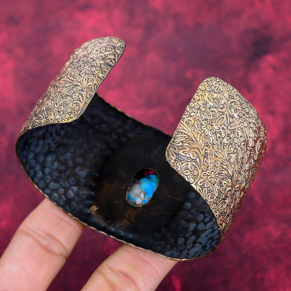 Cotton candy turquoise cuff bracelet copper wire wrapped bangle adjustable bangle handmade gemstone jewelry wire wrap jewelry gifts for her