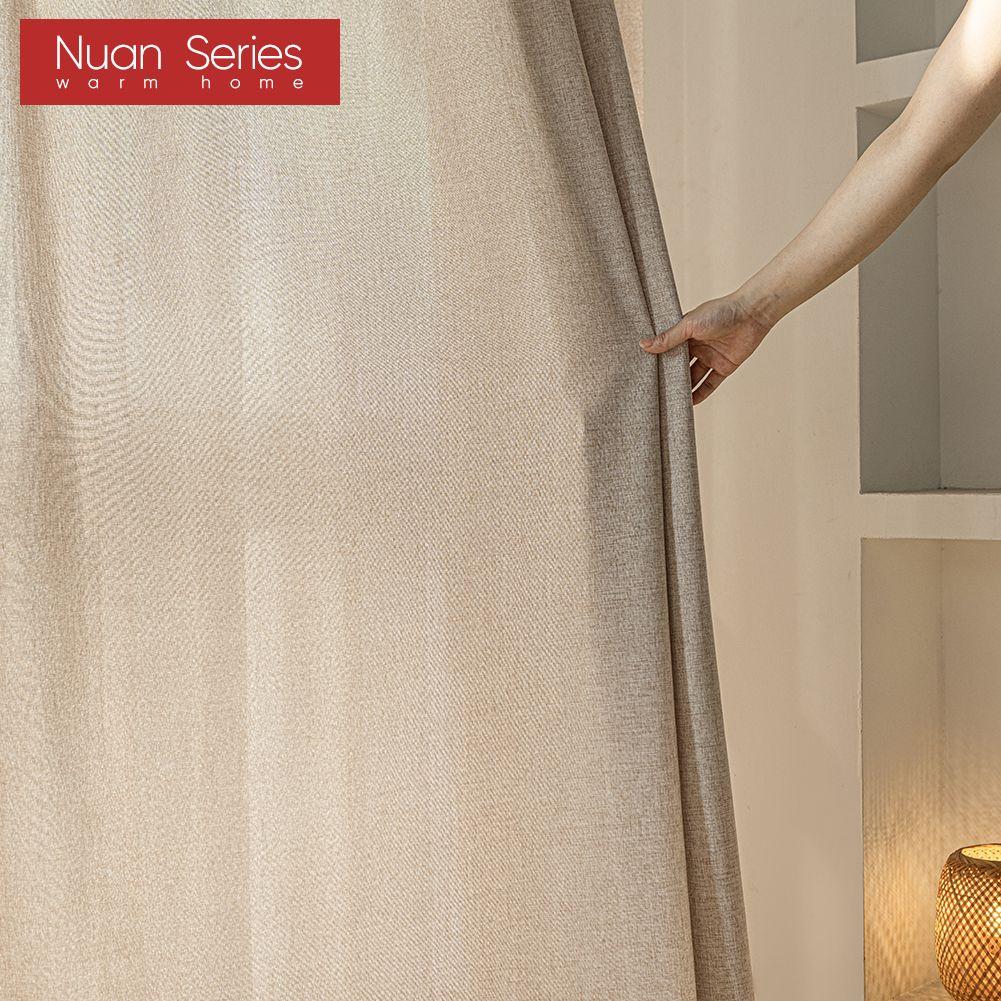 1PC Nuan Series Cream Style Semi Blackout Curtains Japanese Imitation Linen Thick Curtains for Bedroom Living Room Balcony Window for Home Decor