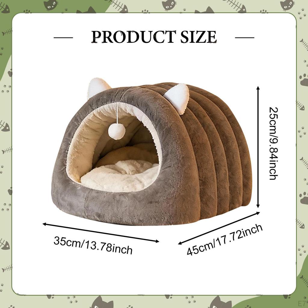 Cat Bed Enclosed Hideaway Portable Shaped Winter Warm with Removable Washable Cushion Cozy Puppy