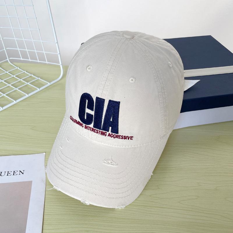 

Retro embroidery ripped baseball cap four seasons versatile face small sports hat student street tide cap