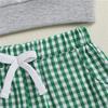 Completo Autunnale per Bambini e Neonati Maschi Felpe Ricamate a Manica Lunga e Pantaloni Lunghi a Quadri Set di 2 Pezzi
