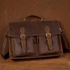 Vintage Handmade Crazy Horse Leather Handbag Large Capacity Briefcase For Men 15" Laptop Bag Work Business Bag