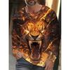 Vintage Lion T Shirt Men 3D Print Lion Graphic T Shirts Men Long Sleeve T-Shirt Mens Clothing Casual Loose Men's Clothing Tops