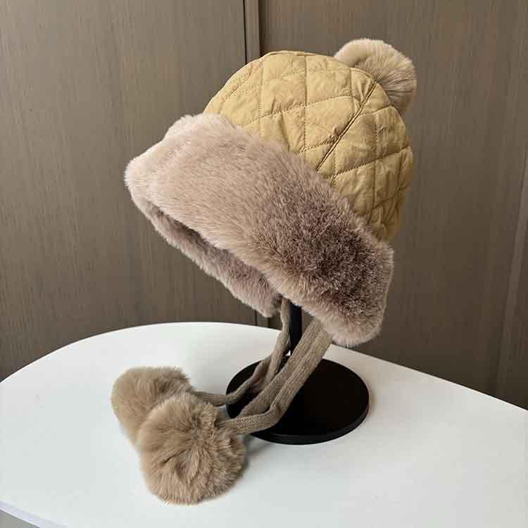 Hat Women'S Winter Thickened Warm Lei Feng Hat Plush Ear Protector Hat Casual Versatile Northern Cold-Proof Down Ski Hat