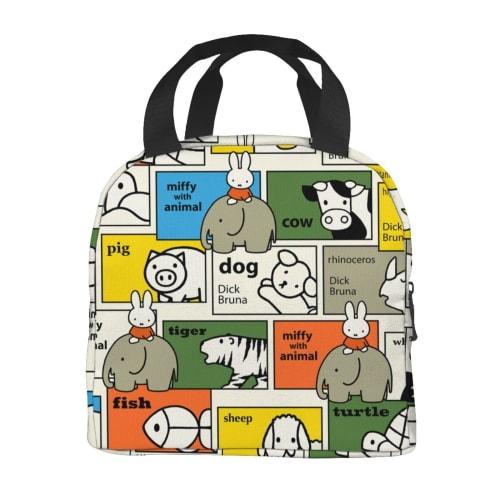 Miffy Lunch Bag, Insulated, Zippered, Compact, Portable, Insulated Lunch Bag, Soft Cooler Bag, Tote/Eco Bag, Unisex, for Commuting, School, and Lunch.