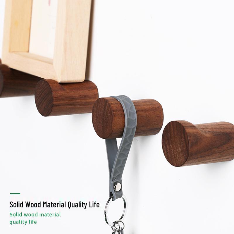 Nordic Solid Wood No-Drill Coat Hook for Wall, Bathroom, Bedroom, or Behind Door.