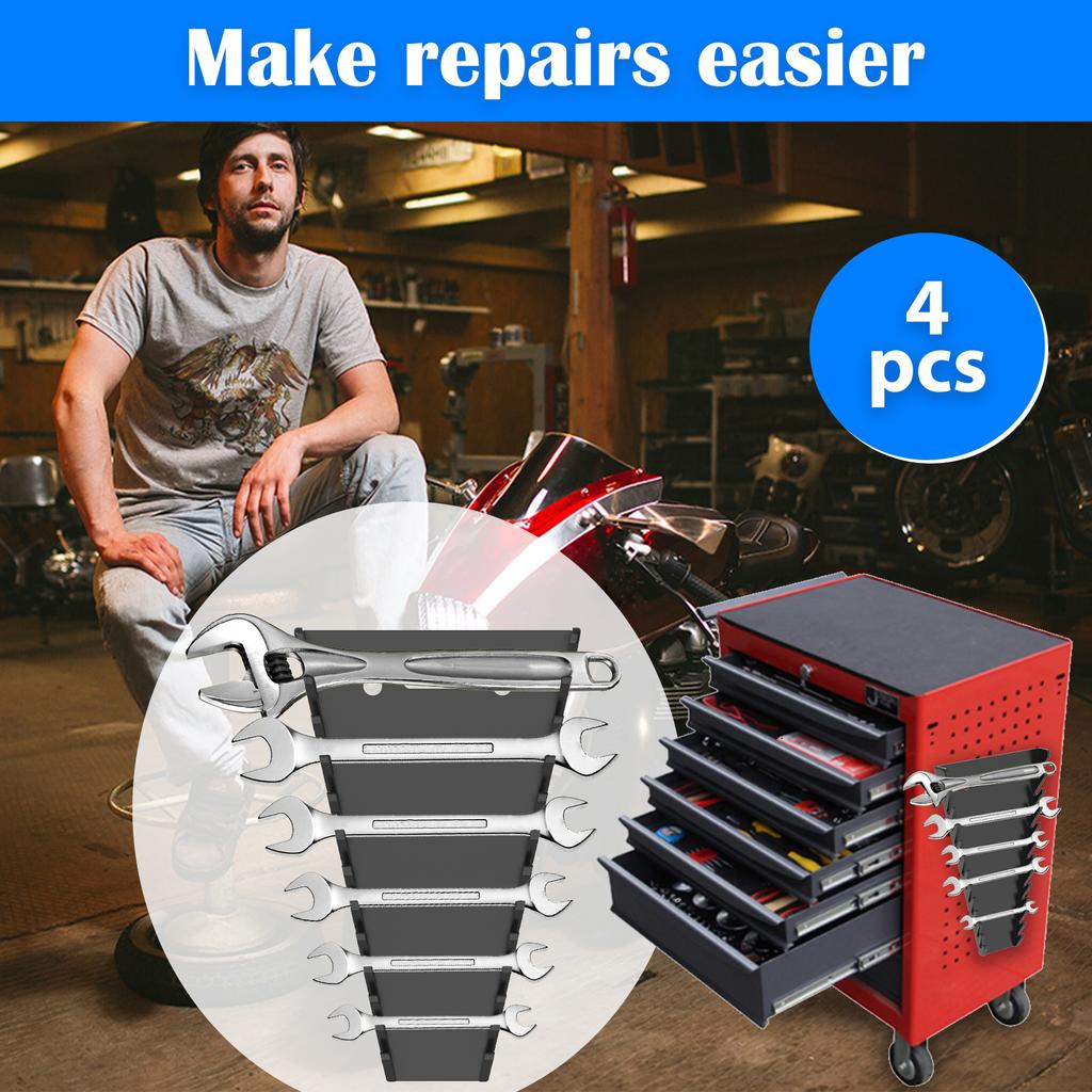 4Pcs Magnetic Wrench Storage Organizers Wrenches Magnetic Holder Wall Mounted Toolbox Holder Stand for Up To 64 Wrenches