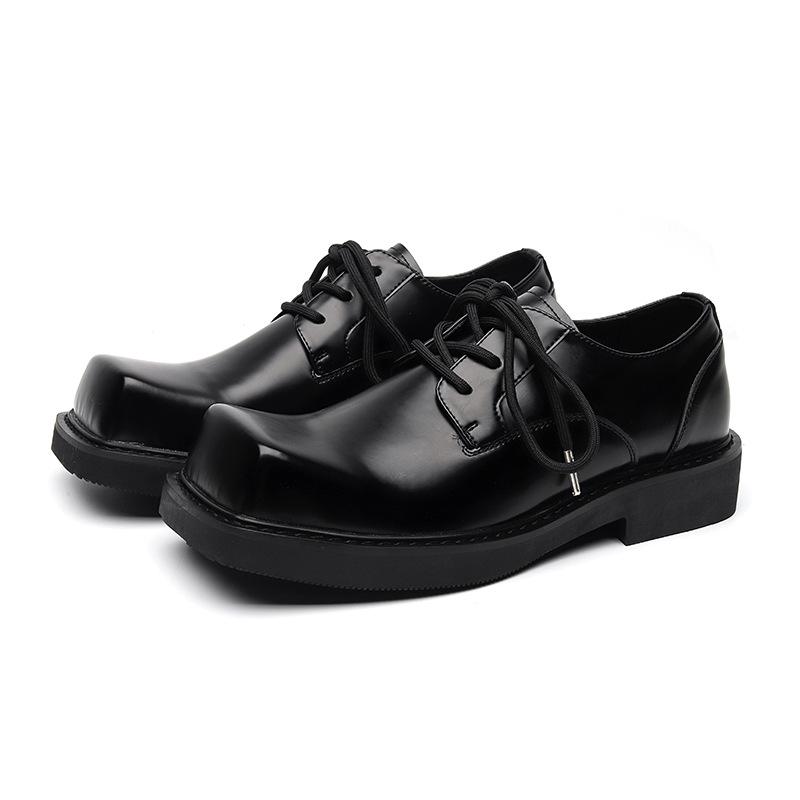 

Осенние мужские туфли на платформе, увеличивающие рост, повседневные кожаные рабочие туфли для улицы, мужские туфли на плоской подошве со шнуровкой, британские деловые туфли для вечеринок 44 чёрный