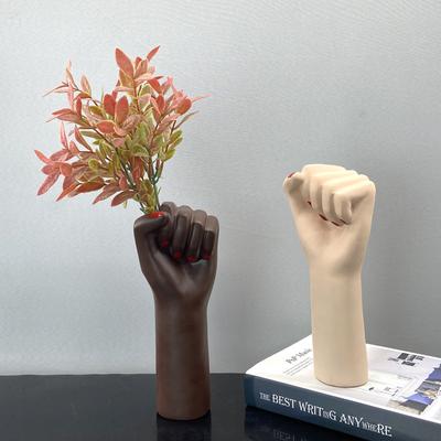 Nordic Palm Vase Ornaments Ins Style Resin Creative Women's Power Vase Simple Light Luxury Living Room Flower Vessel
