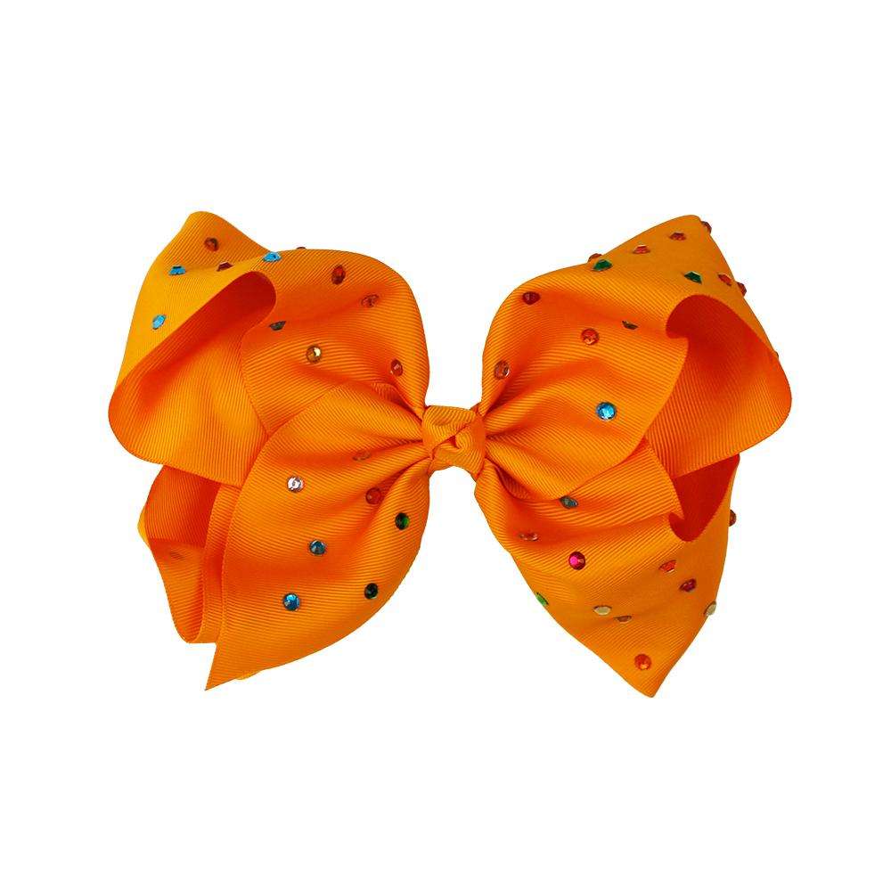 

8 Лента гросгрейн Бутиковые банты для волос Блестящие Разноцветные Стразы Радужные Заколки для Малышек Подростков Малышей Подарки with clip