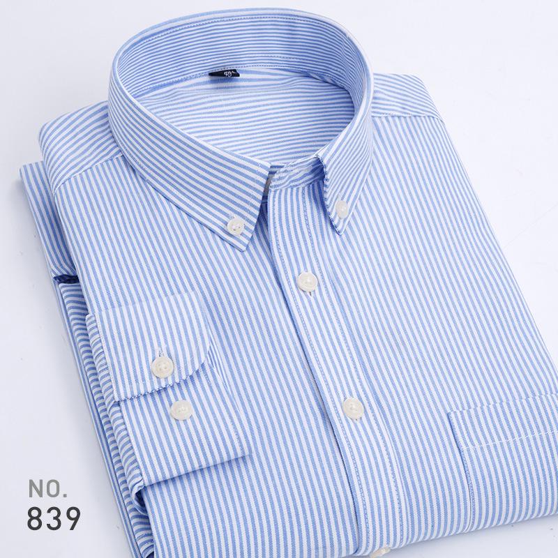 Trendy Korean-Style Striped Oxford Shirt for Young Men - Long & Short Sleeves Available