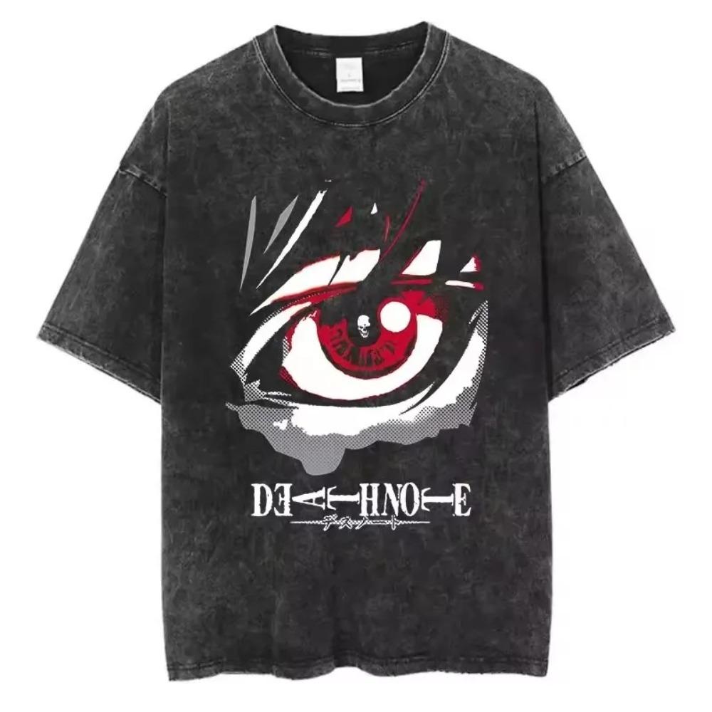Death Note Misa Amane Vintage Black Wash TShirt Unisex Anime Icon Portrait Streetwear Tee  Cotton Loose Oversized Top M