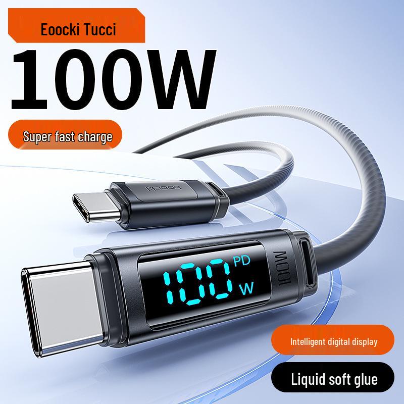 Toocki PD100W Digital Display Silicone Cable for Apple 17 MacBook, Super Fast Charging.