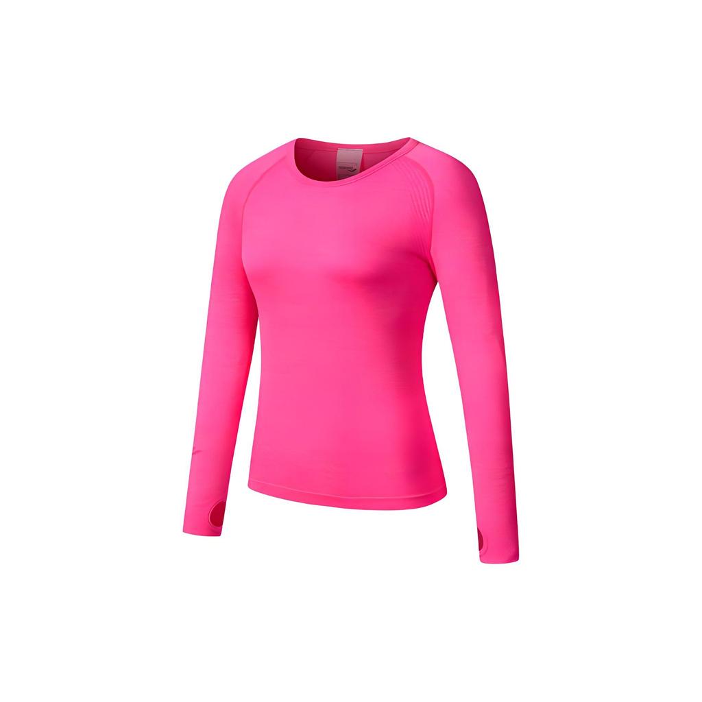 SAUCONY Slim Fit Breathable Running Casual Crew Neck Knit Long Sleeve T-Shirt Women Tops Rose-Pink SC1249004B-PK12
