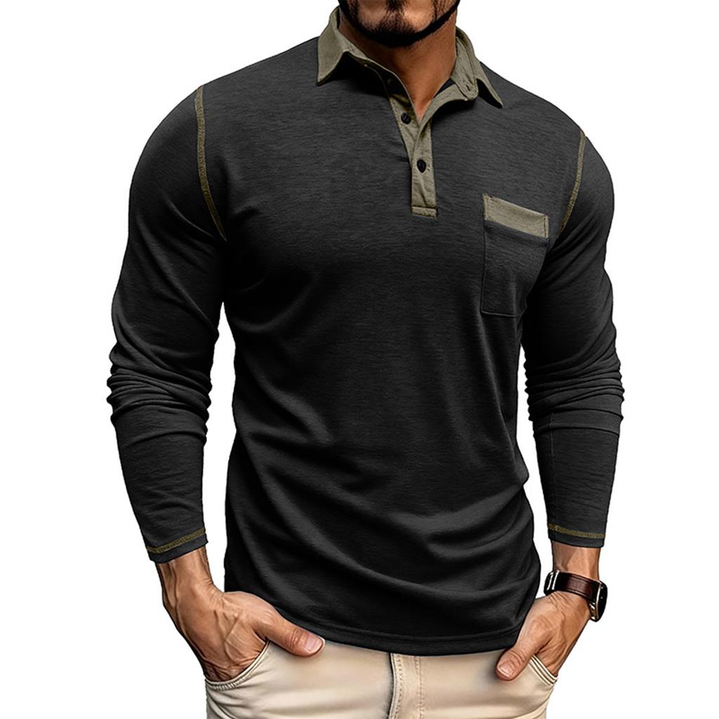 Shoulder Sleeves Men'S Long Sleeved Patchwork T-Shirt Casual Top