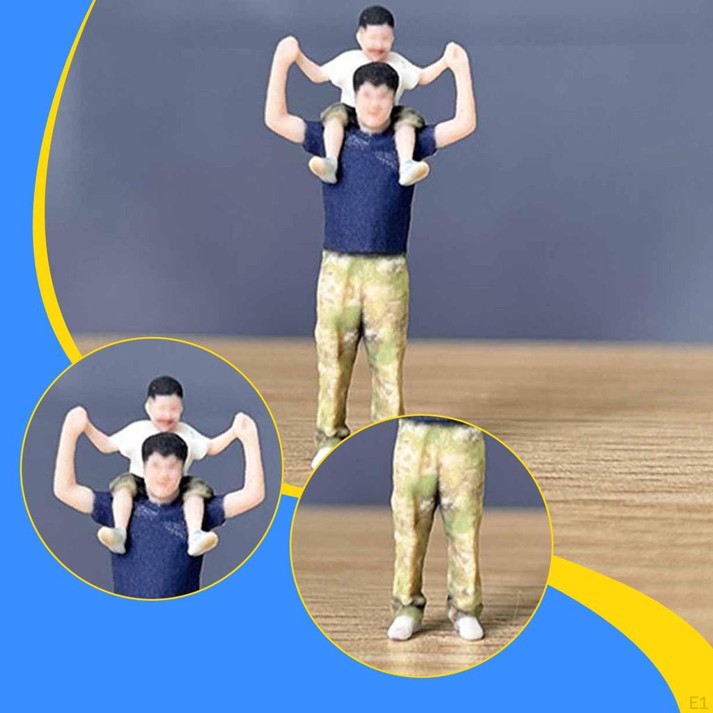 1:64 Scale Miniature Figure Father Son for Micro Landscapes Decor