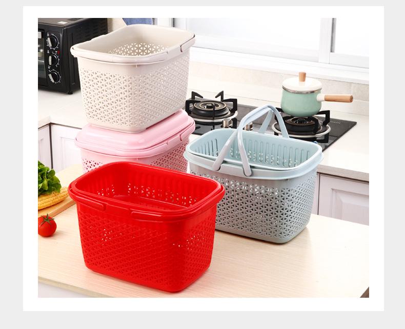 Dual-Layer Large Capacity Handheld Basket for Kitchen and Supermarket Use