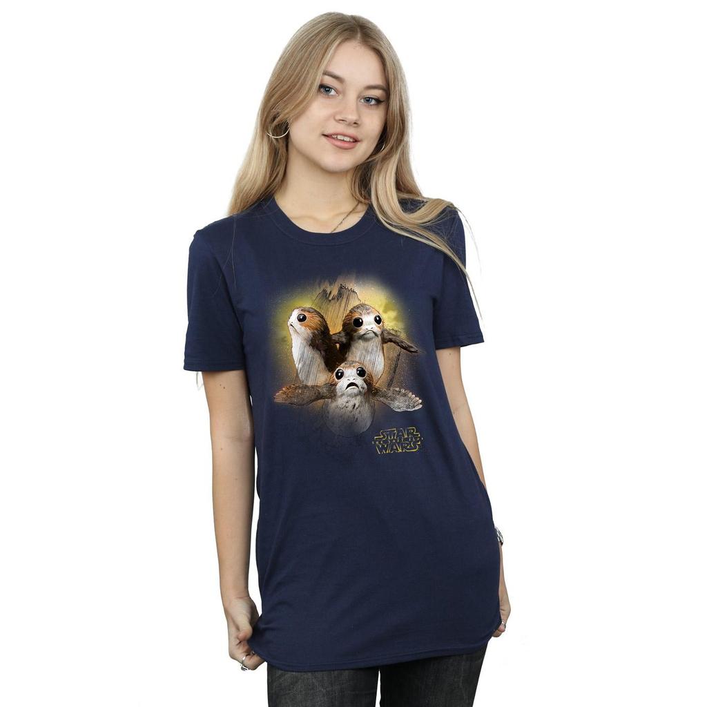 Stjärnornas krig: The Last Jedi Womens/Ladies Porg Pojkvän T-shirt i borstad bomull