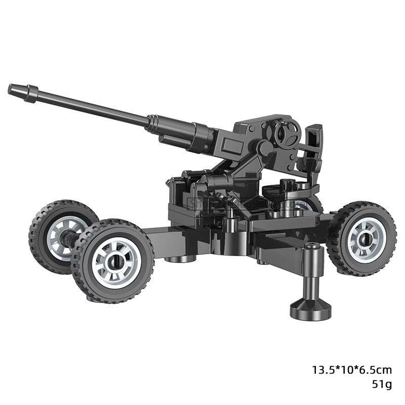 Military Building Blocks Soldier 88mm Flak Gun Cannon Rocket Artillery Military Army War Weapons NSV Backpack Assembly Brick Toy