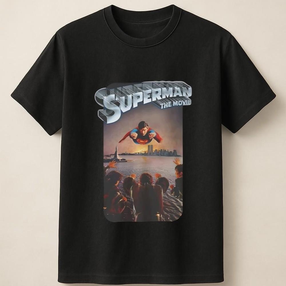 Superman The Movie Poster Flying Hero Classic Artwork Graphic Unisex T Shirt Unisex T-Shirt XXXXL