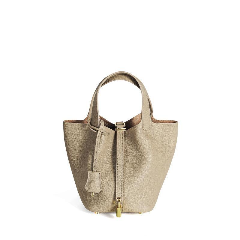 Vegetable Basket Bag Women's High-quality Leather Exquisite Bucket Bag, Niche Large-capacity Women's High-end Handbag