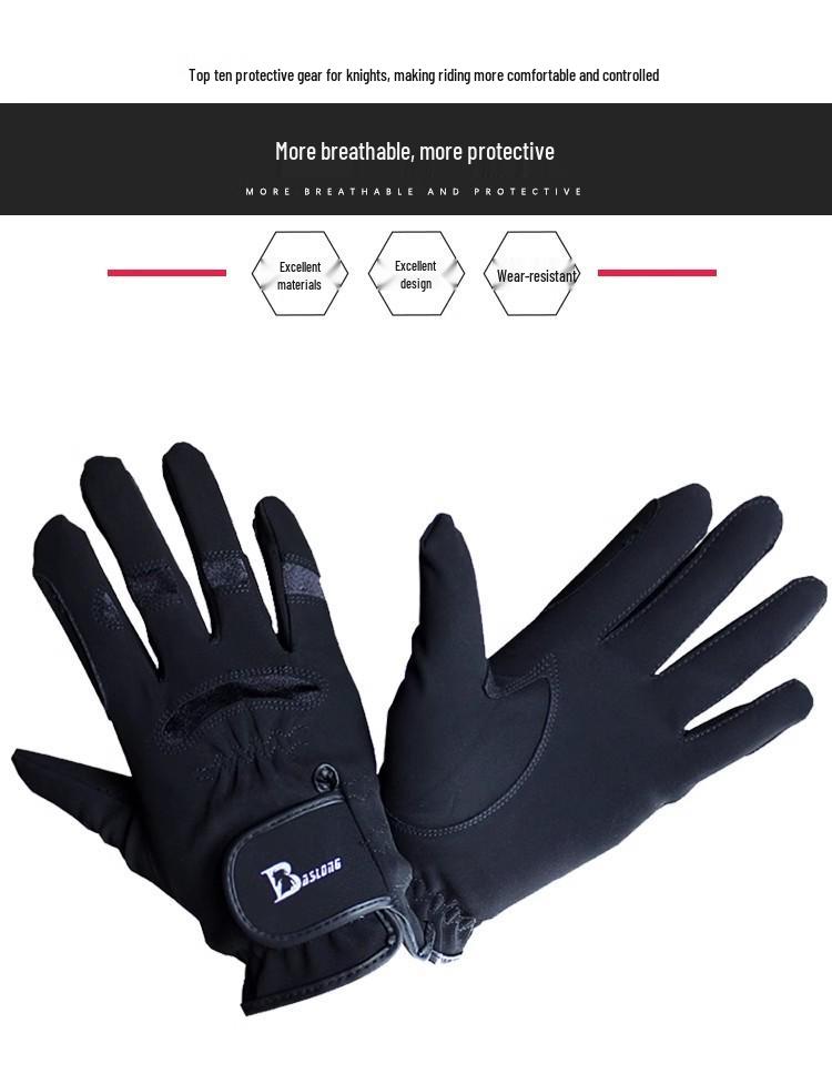 Ba Chi Long Non-slip, Wear-resistant Velvet Equestrian Gloves for Men and Women - Perfect for Autumn and Winter Horse Riding.