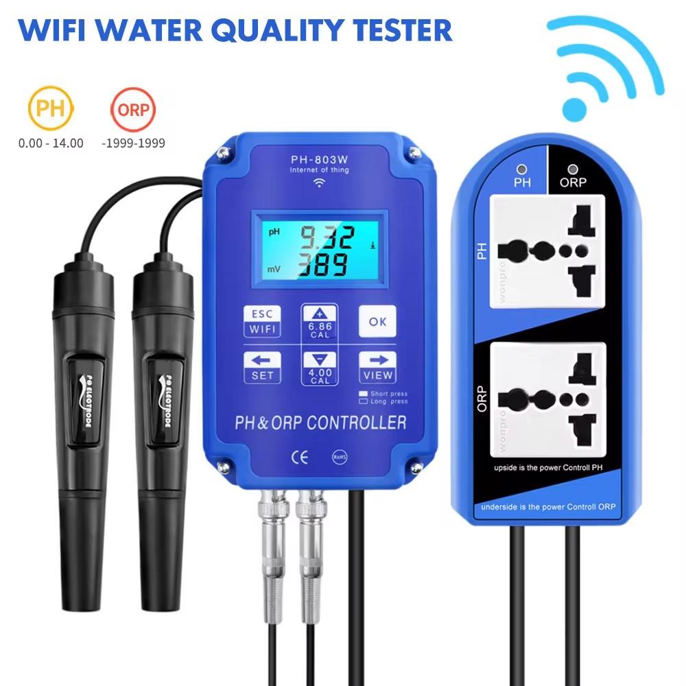 2 in 1 PH ORP Controller Monitor Digital Redox with Output Power Relay Control Electrode Probe BNC for Hydroponics Plants