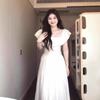 One-neck Waist Dress Women Slim Skin-covered Small Fresh Long Skirt With Ruffles Fashionable Temperament Commuting