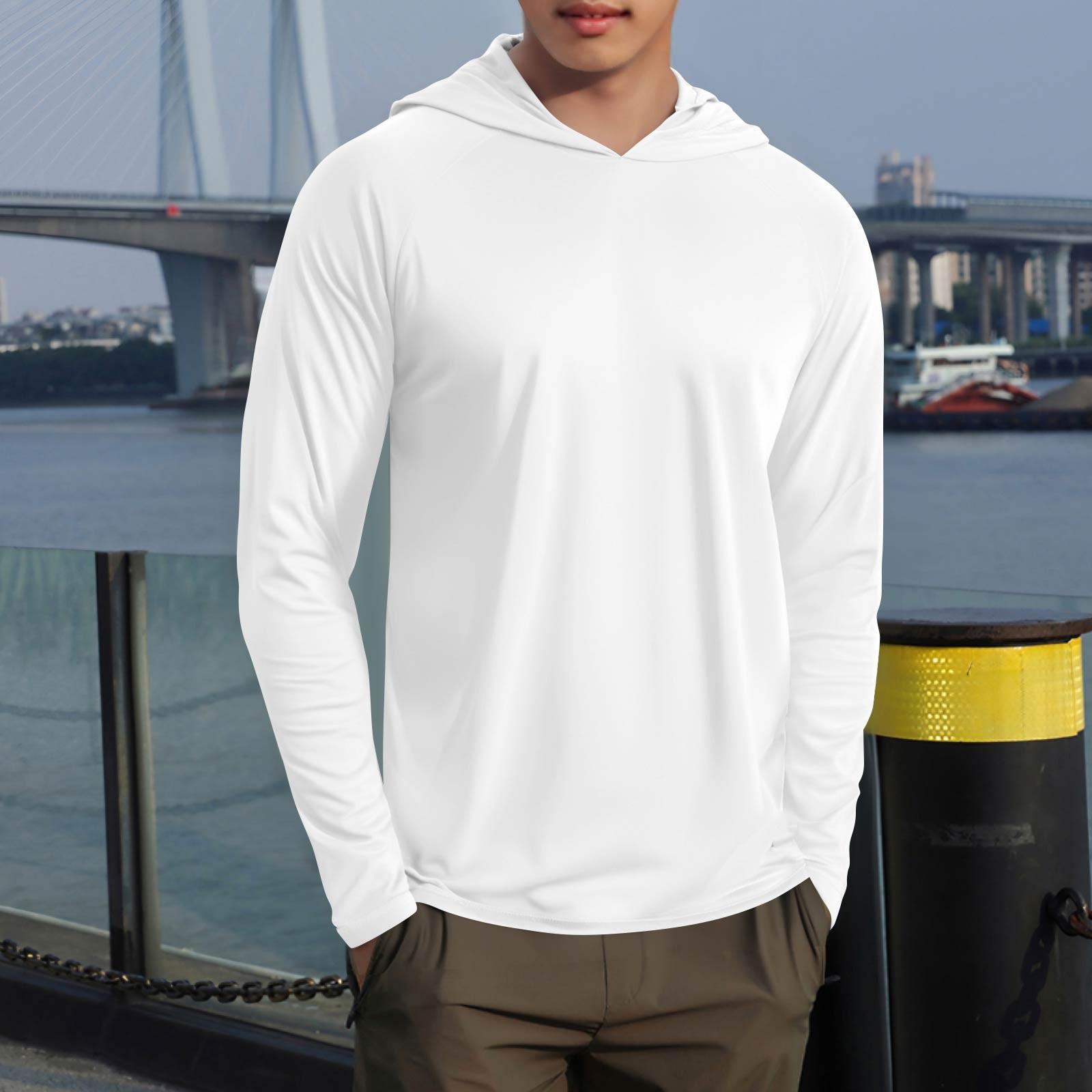 

Мужская летняя однотонная куртка с капюшоном для защиты от солнца, пляжа, походов, альпинизма S белый