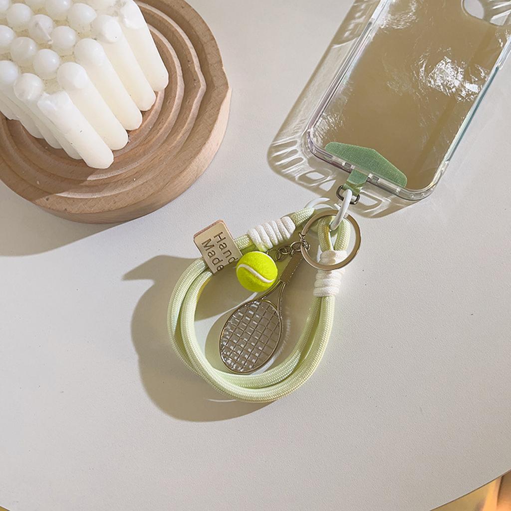 Stylish Green Tennis Racket Keychain Accessory Unique Green Tennis Racquet Pendant Bag Decoration For Tennis Lovers