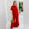 Women's Asymmetrical One Shoulder Top with Flared Wide Leg Pants Set in Multiple Colors
