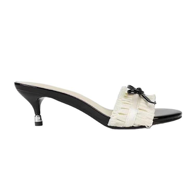 Bow fairy style high-heeled sandals, summer skirts are not tired, sandals, stiletto slippers