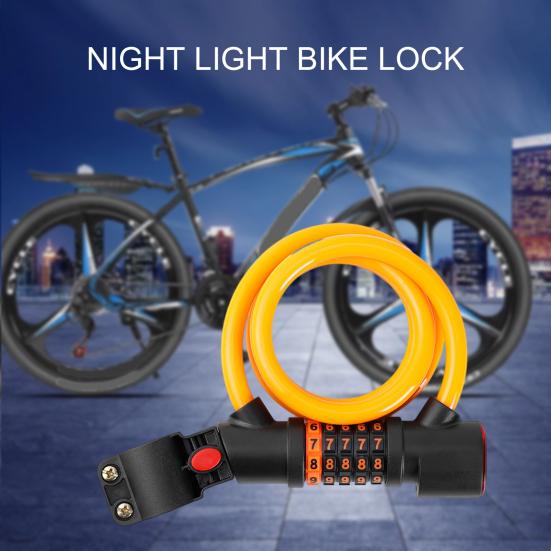 Bike Lock with Tail Light High Security Heavy-Duty Anti Theft 5 Digit Re-settable Combination Bike Cable Lock with Taillight