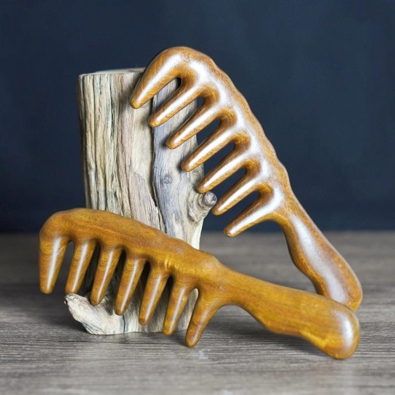 Wooden Scalp Massager Comb Set for Hair Growth Christmas Stocking Stuffers - Natural Wooden Head Massage Tool Gift Idea