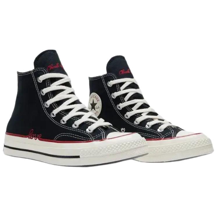 Converse 1970s Love Series Comfortable Classic High Top Canvas Shoes Unisex Sneaker Black Red A19061C