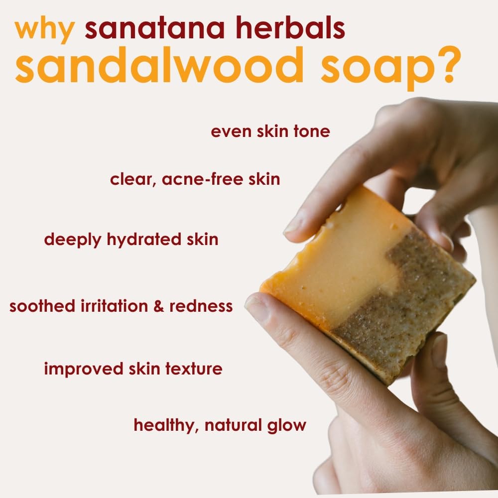 Sanatana Herbals Sandalwood Soap | 100% Natural | Gentle Cleansing with Soothing Fragrance | For Soft, Glowing & Nourished Skin