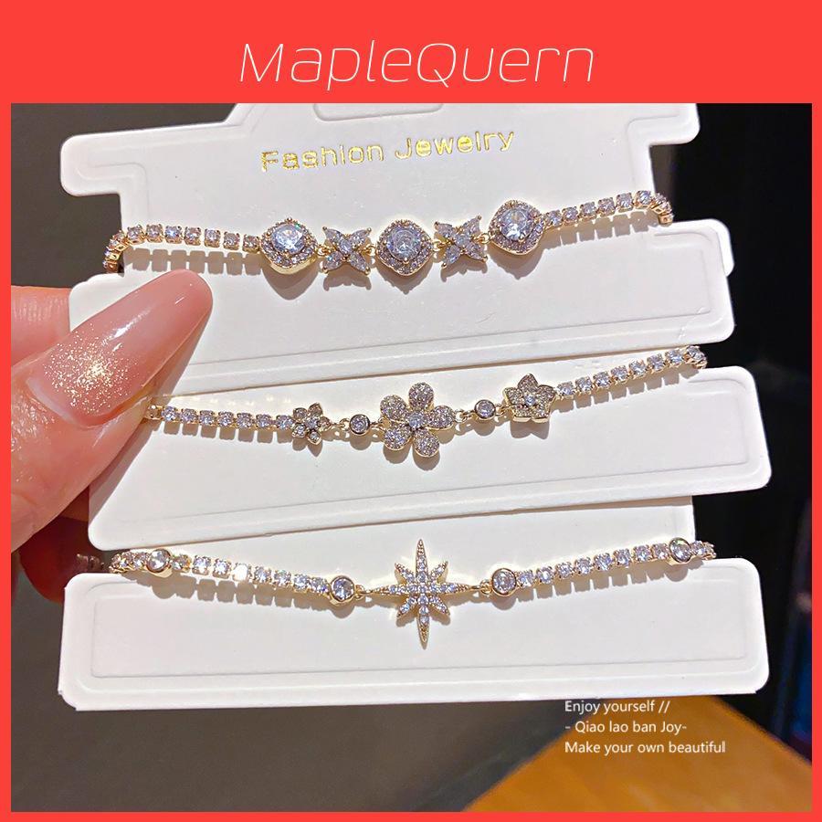 Star Shape Zircon Crystal Gold Plated Bracelet For Women Gift Jewelry