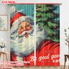 2 Stück, 2D-Flachdruck Vorhänge Weihnachtsmann & Baum Polyestergewebe (ohne Stange) Geschenke Perfekt für Wohnzimmer und Schlafzimmer, Heimdeko