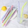 4pcs Reusable Silicone Straws Set with Cleaning Brushes for Water Milk Juices Smoothies Flexible Portable Straight Bent Straws