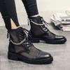 Men's Shoes 46 Large Size Summer New Leather Shoes Fashionable Breathable High-top Hollow Leather Shoes Trendy Retro Casual Shoes