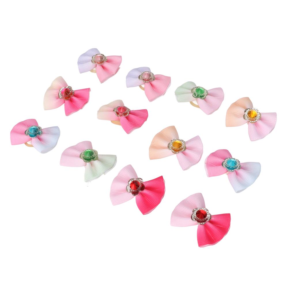 24Pcs Pet Hair Bow Cute Beautiful Stylish Dog Bowknot with Rubber Band for Pets Dogs Cats Horses Doll Girls