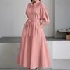 ZANZEA Women Casual Turn Down Collar Loose Long Sleeve Spring Autumn Dress