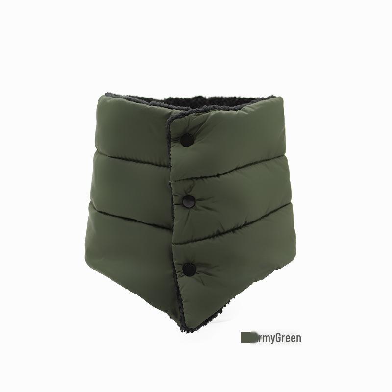 Water-Repellent Warm Plus Velvet Neck Warmer Scarf – Button Style, Solid Color for Autumn/Winter Outdoors