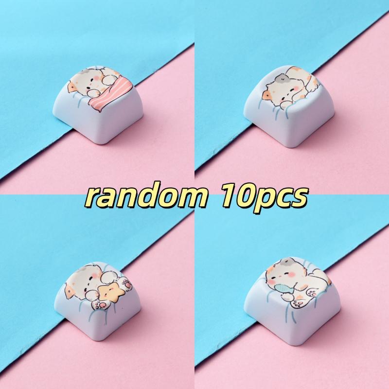 10 Pcs Creative Dye Sublimation Keyboard Keycap Accessories Cute Animal Stress Relief Keyboard Hats